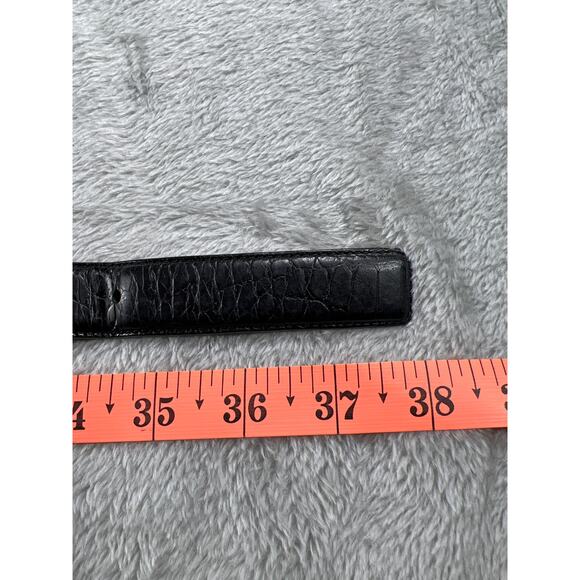 Rare Ralph Lauren Equestrian Black Italian Leather Belt Medium Croc Embossed USA main image 4
